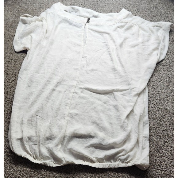 ANA Women Top Shirt Blouse Extra Large White Button Front Hi Low Hem Dress XL - Picture 3 of 8